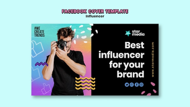 PSD copertina facebook del lavoro di influencer sfumato