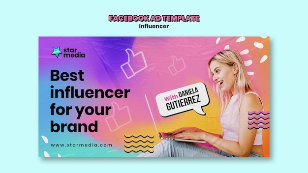 Modello facebook di lavoro di influencer gradiente