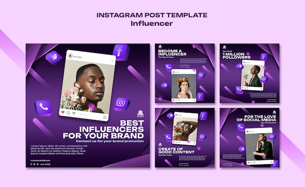 PSD gradient influencer job instagram-berichten