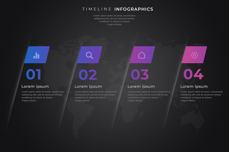PSD gradient infographic set of steps