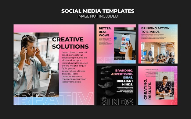 PSD gradient instagram social media post templates