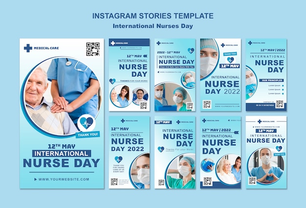 PSD gradient international nurses day instagram stories template