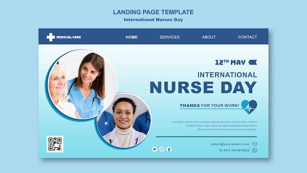 PSD gradient international nurses day landing page template