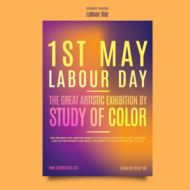 Gradient invitation template for labor day celebration