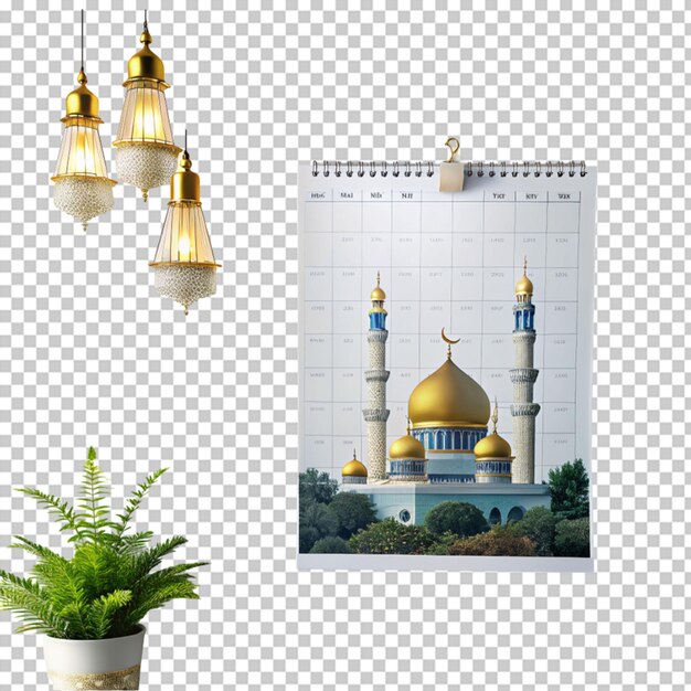 PSD gradient islamic calendar on transparent background