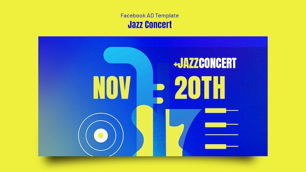 Gradient jazz concert facebook template