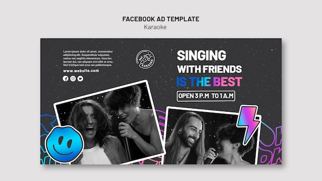 PSD modello facebook per feste karaoke sfumate