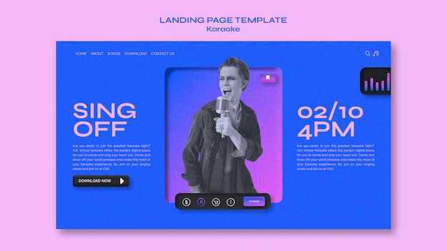 Gradient karaoke party landing page