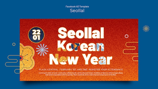 PSD gradient korean new year facebook template