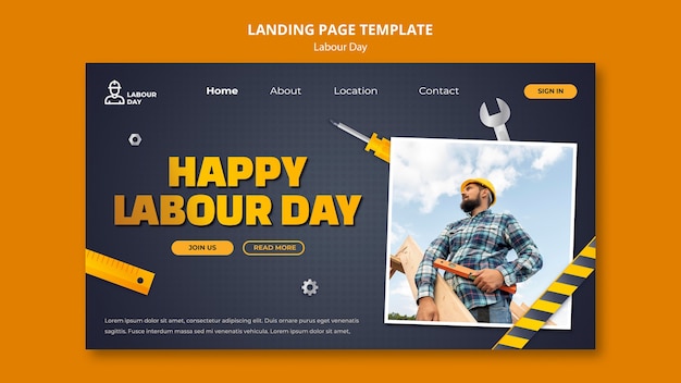 勾配労働者の日のランディングページのテンプレートデザイン