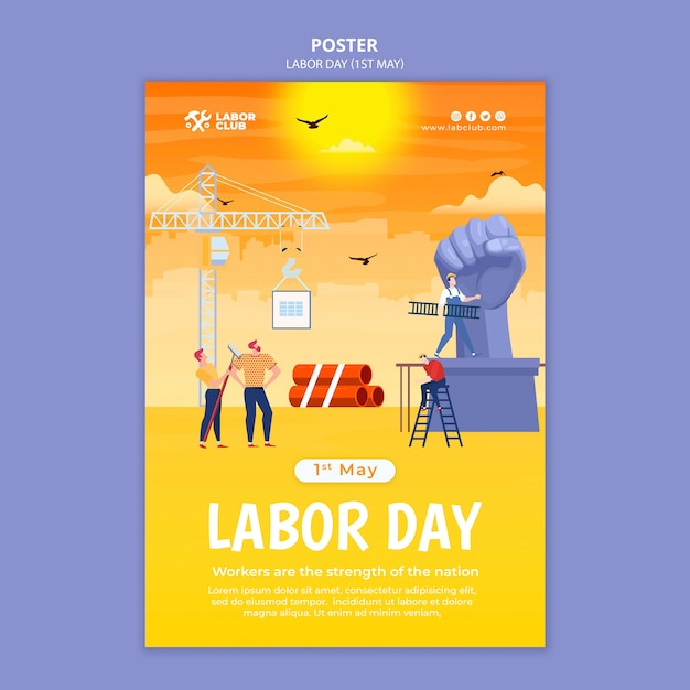 Design del modello di poster per la festa del lavoro a gradiente