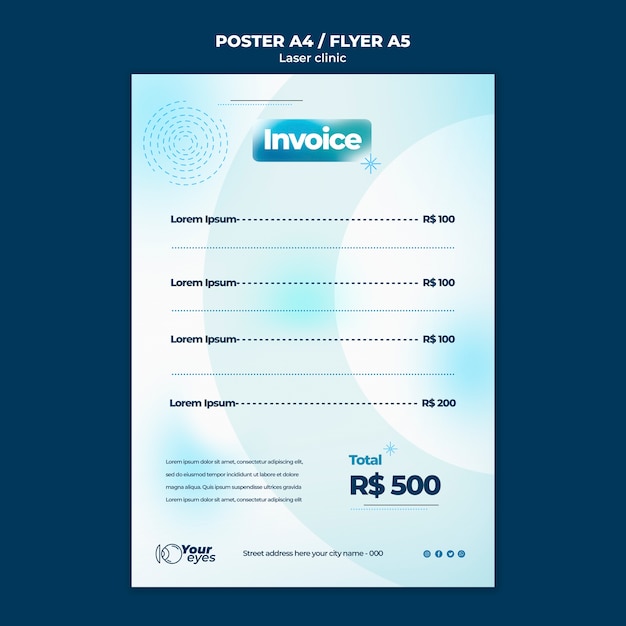 Gradient laser clinic invoice template