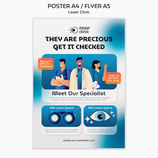 PSD gradient laser clinic poster template