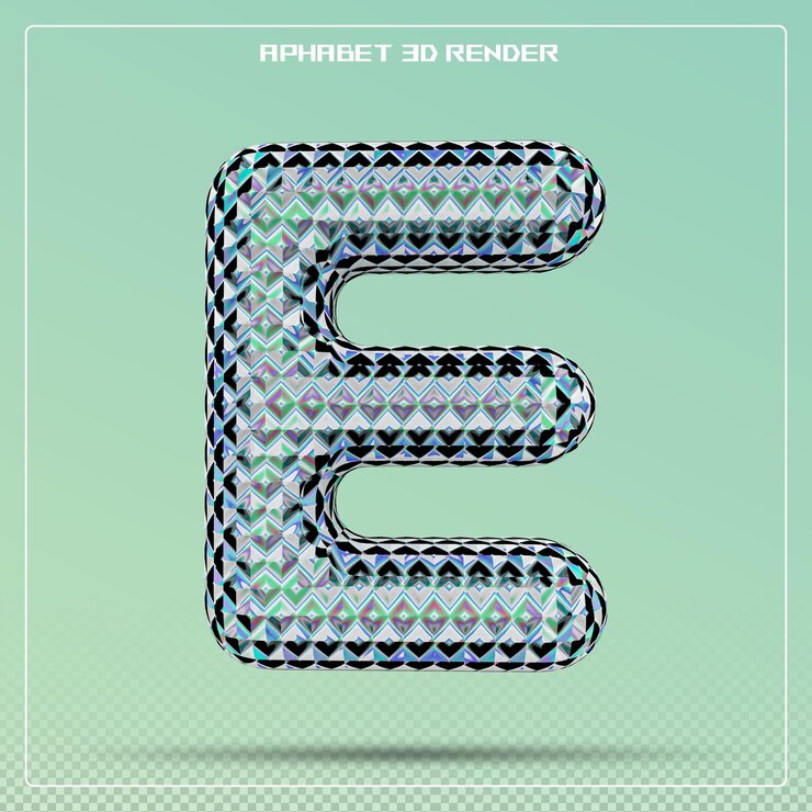 PSD gradient letter e font bubble alphabet 3d render