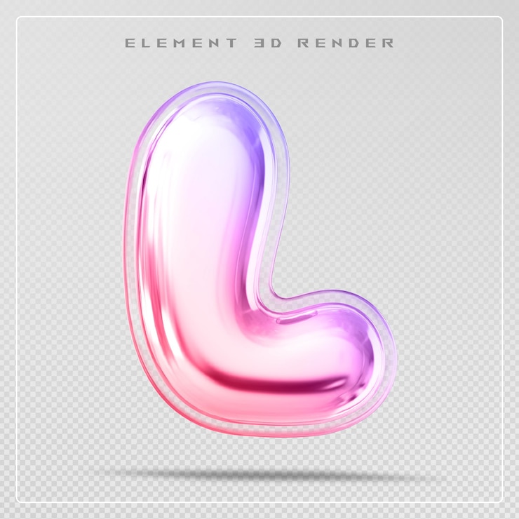 PSD gradiënt letter l letterbubbel 3d render