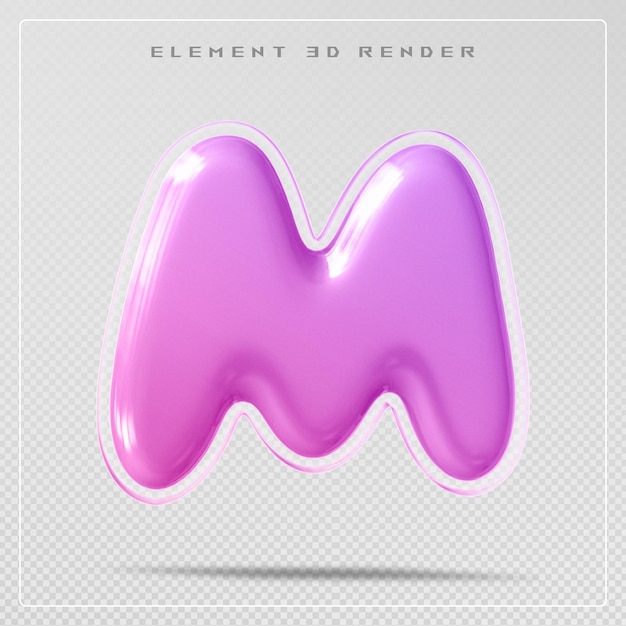Gradient letter m font bubble 3d render