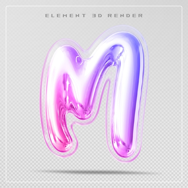 Gradient letter M font bubble 3d render