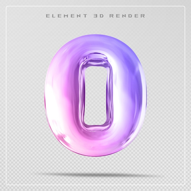 PSD gradient letter o font bubble rendering 3d