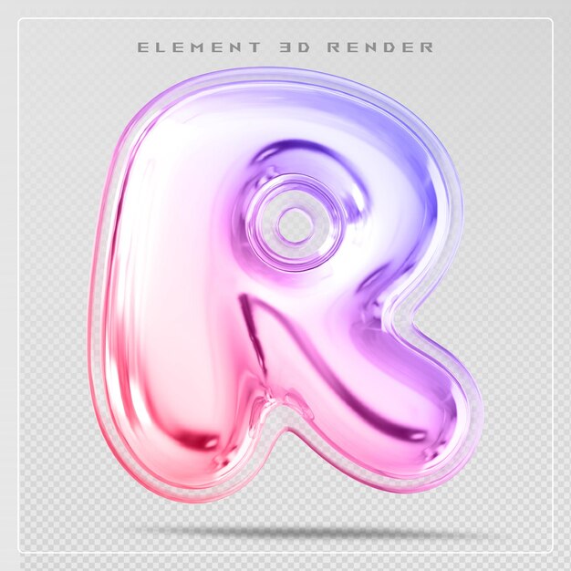 PSD gradiënt letter r lettertype bubbels 3d render