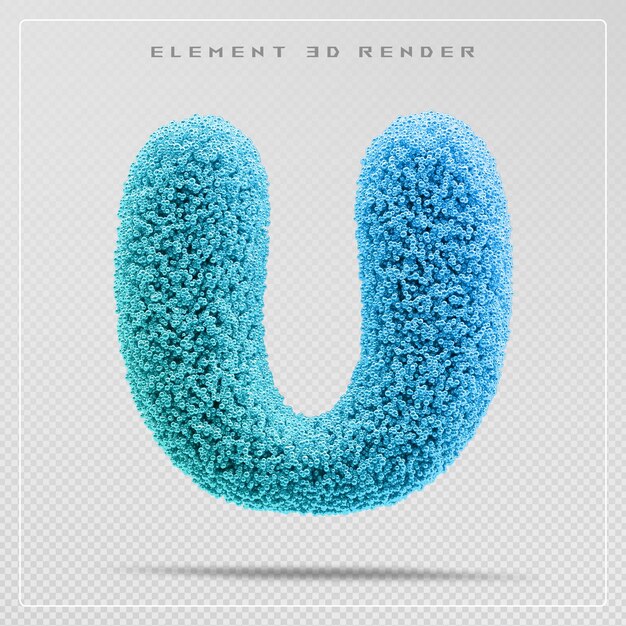 Gradient letter u font glitter