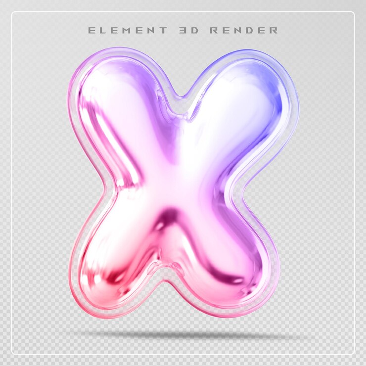 PSD gradient letter x font bubble 3d render