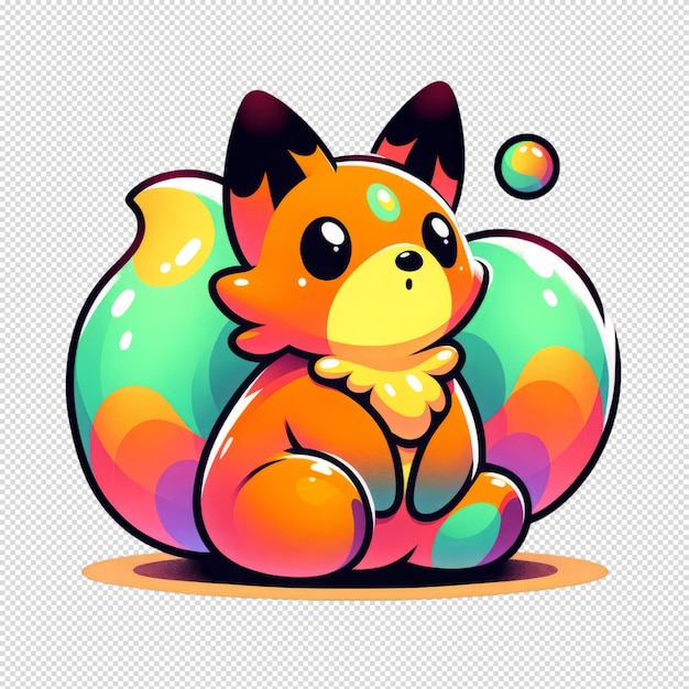 PSD gradiënt levendige kleur cartoon fox