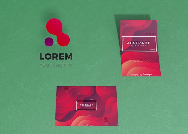 Gradient liquid effect of flyer and card brand company business mock-up paper
