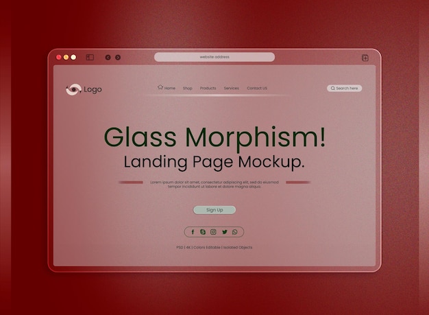 Gradient liquid Landing page concept Background Color Changeable with Glass morphism Template