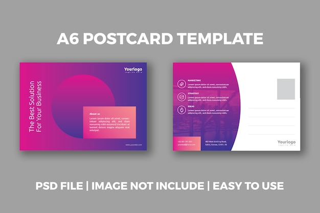 PSD gradient liquid postcard design template