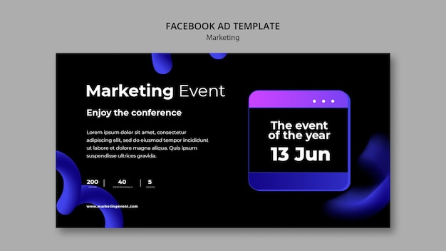 PSD gradient marketing facebook-sjabloon