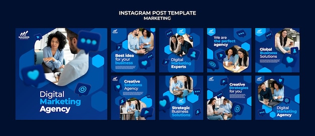 PSD gradient marketing instagram posts ontwerpsjabloon