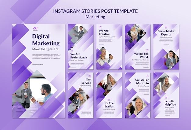 Gradient marketing instagram stories design template