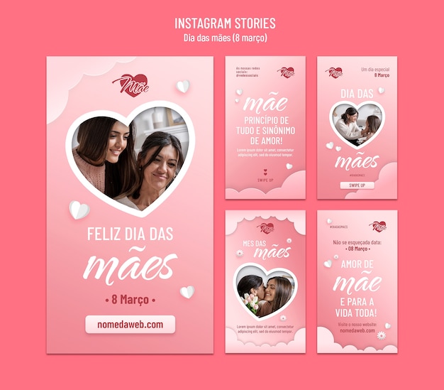 PSD gradient mother's day instagram storiess template