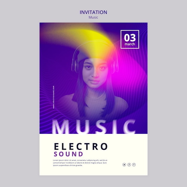 PSD gradient music festival invitation template