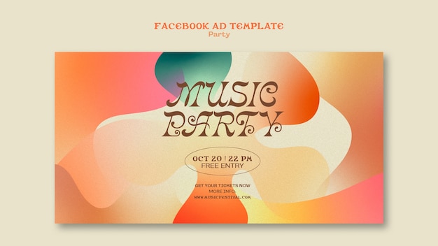 PSD gradient music party facebook template