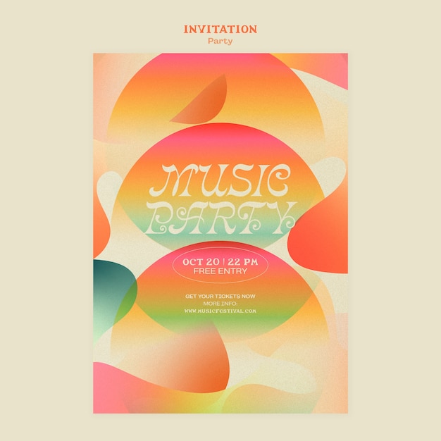 PSD gradient music party invitation template