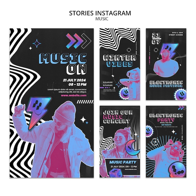 PSD 그라디언트 음악 쇼 instagram 이야기