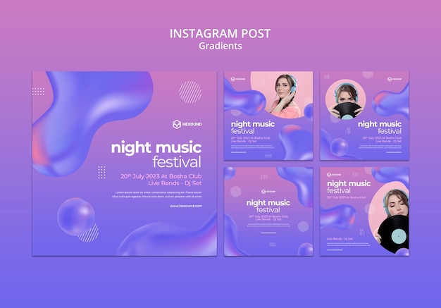 PSD gradient music template design