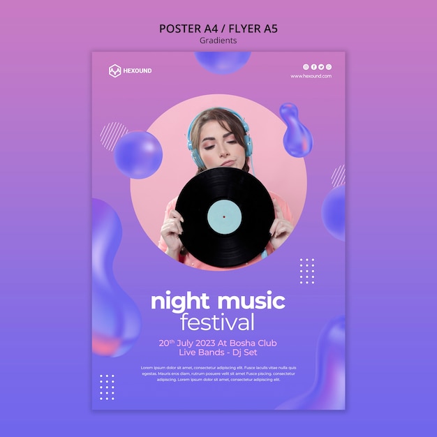 PSD gradient music template design