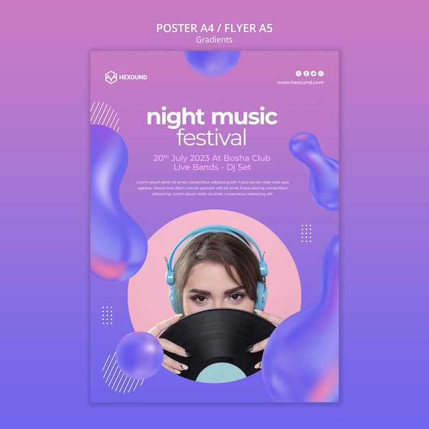 PSD gradient music template design