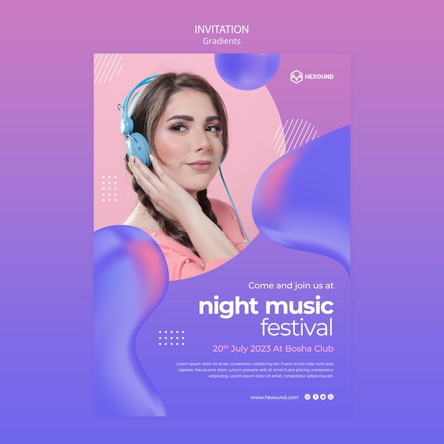 PSD gradient music template design