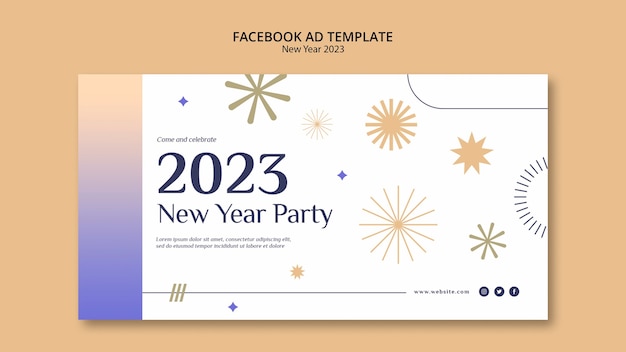 Modello facebook del nuovo anno 2023 sfumato