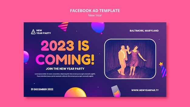 PSD gradient new year 2023 facebook template