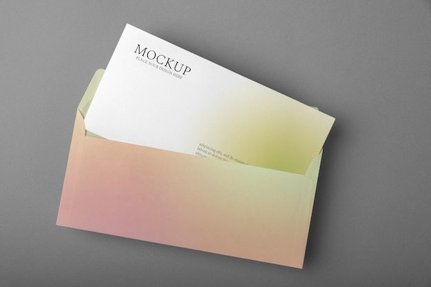 PSD gradient paper envelope mock-up design