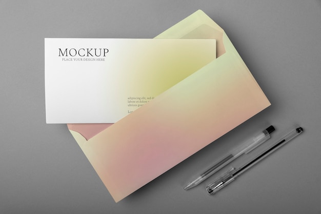 PSD gradient paper envelope mock-up design