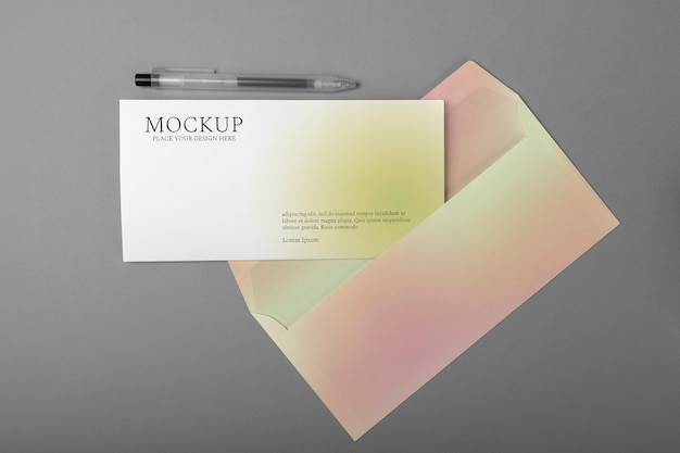 gradient paper envelope mock-up design