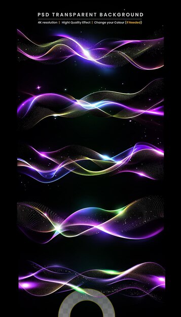 PSD gradient particle wave on transparent background