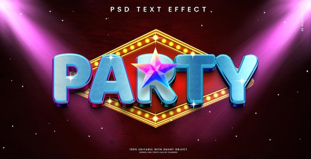 Gradient party 3d teksteffect met melkwegstelsel en achtergrond