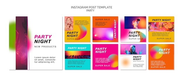 PSD gradient party instagram posts