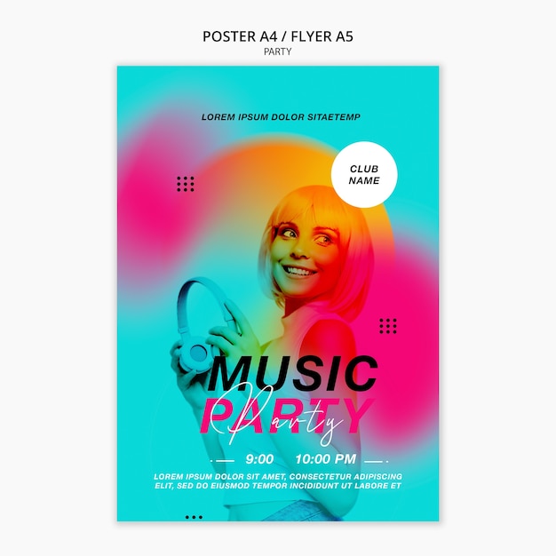 PSD gradient party poster template